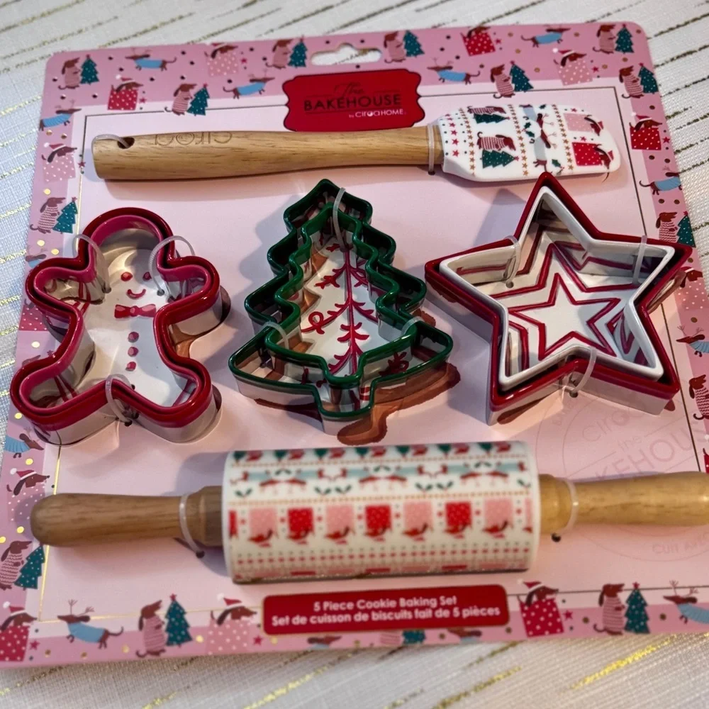 Dachshund Holiday Cookie Baking Set – 5 Piece Christmas Kit